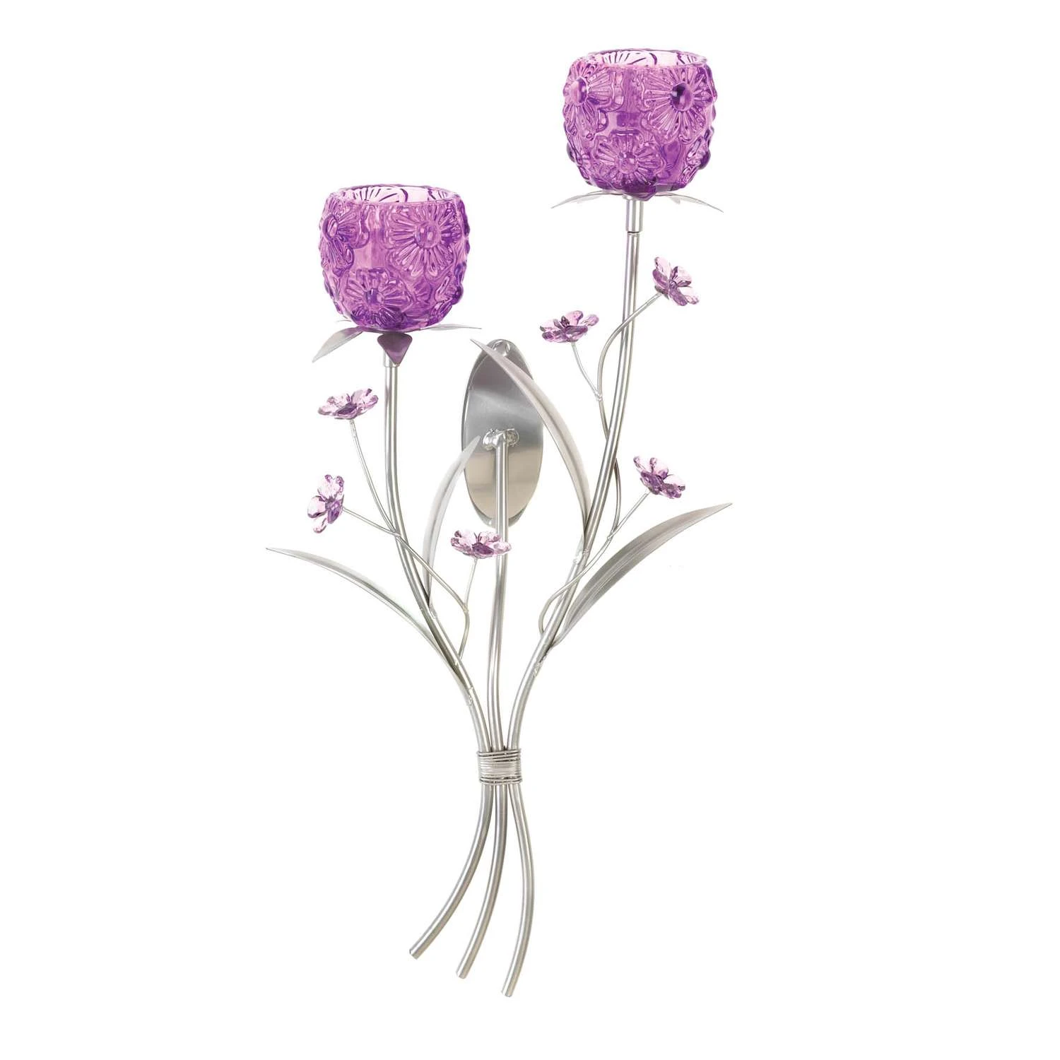 Gallery Of Light 17.25 In. H X 4.5 In. W X 8.5 In. L Flowering Fuschia Glass/Iron Wall Sconce 3 Gallery Of Light 17.25 In. H X 4.5 In. W X 8.5 In. L Flowering Fuschia Glass/Iron Wall Sconce
