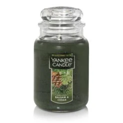Yankee Candle Green Balsam And Cedar Scent Original Candle Jar 22 Oz