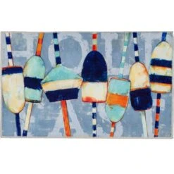 Olivia's Home 22 In. W X 32 In. L Multicolored Coastal Buoys Polyester Rug