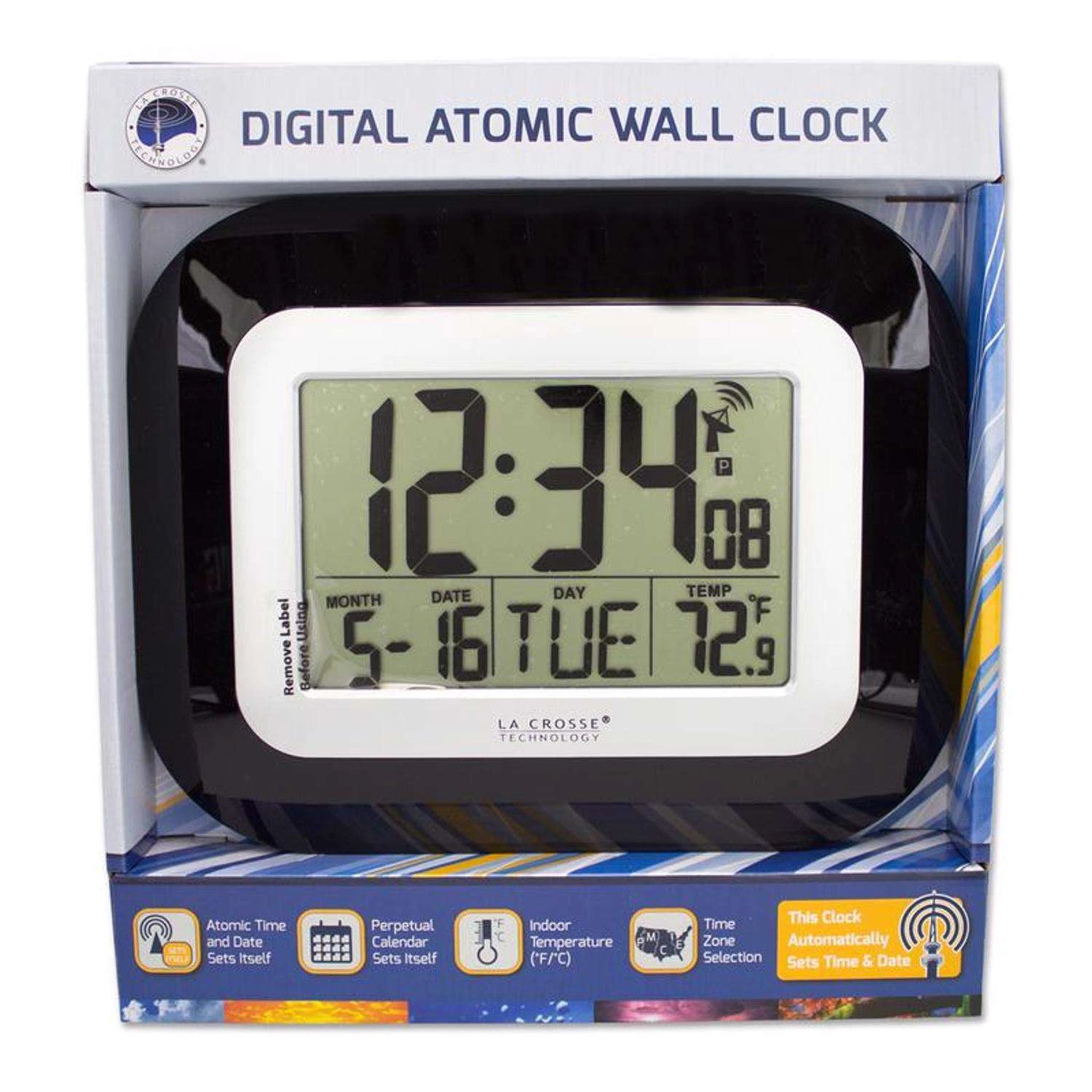 La Crosse Technology 8.95 In. L X 1.2 In. W Indoor Contemporary Digital Atomic Wall Clock Plastic Bl 4 La Crosse Technology 8.95 In. L X 1.2 In. W Indoor Contemporary Digital Atomic Wall Clock Plastic Bl - Image 2