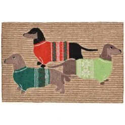 Liora Manne Frontporch 1.67 Ft. W X 2.5 Ft. L Multi-color Holiday Hounds Polyester Accent Rug