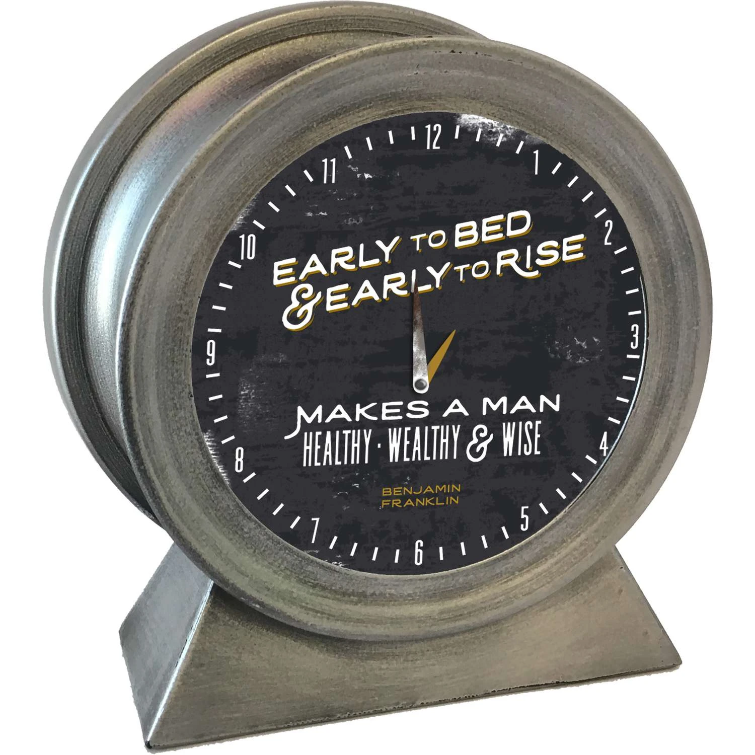 Open Road Brands 6 In. H X 2.75 In. W X 5.75 In. L Glass/Metal Early To Bed & Early To Rise Clock 3 Open Road Brands 6 In. H X 2.75 In. W X 5.75 In. L Glass/Metal Early To Bed & Early To Rise Clock