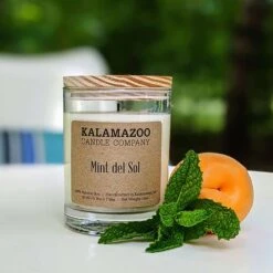 Kalamazoo Candle Company Clear Glass Jar With White Soy Wax, Wood Lid Mint Del Sol Scent Mint Del So -Umbra || Yankee Candle Sales cc292733 066d 4a91 8a47 e4fce5fc1f47