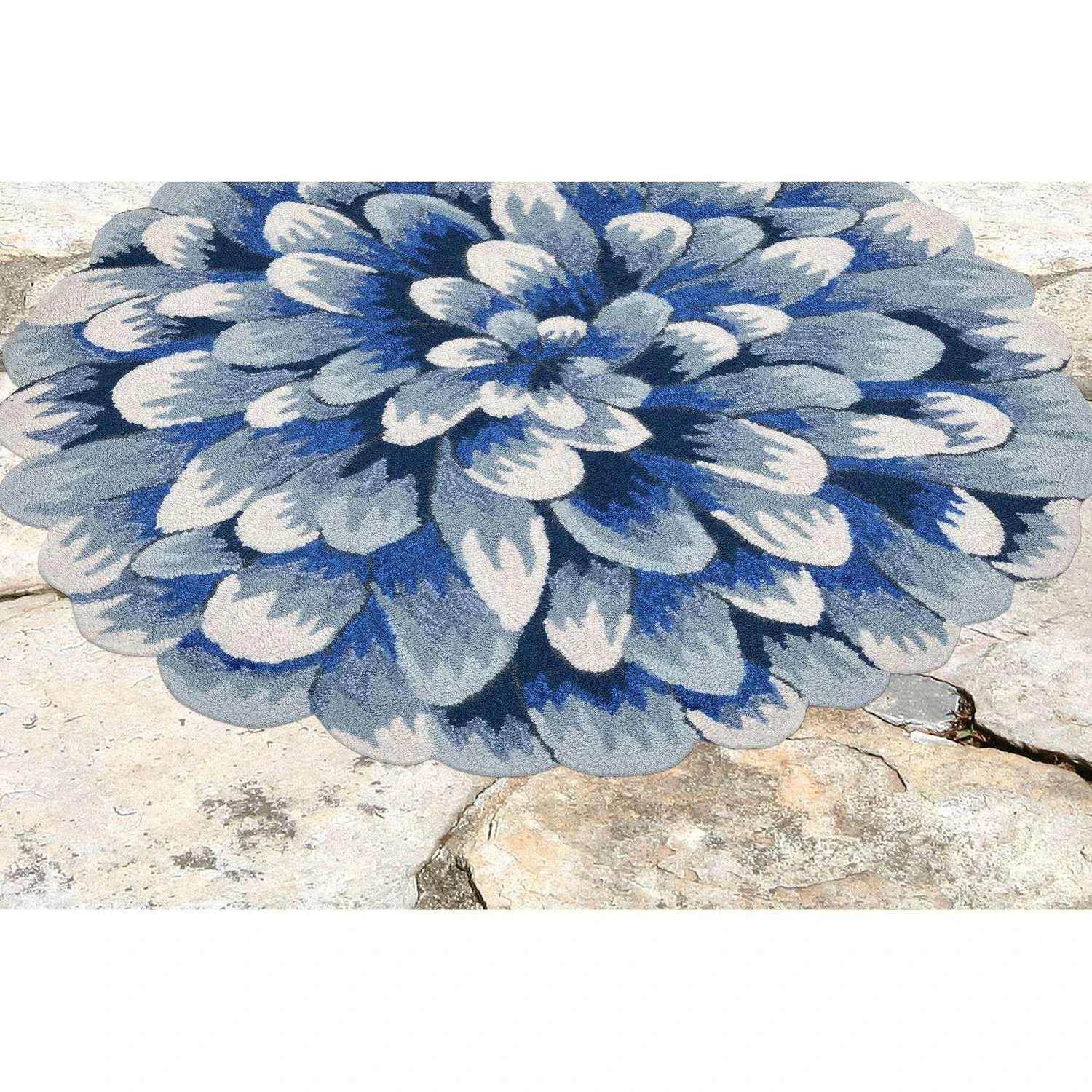 Liora Manne Frontporch 3 Ft. W X 3 Ft. L Blue Novelty Polyester Rug 5 Liora Manne Frontporch 3 Ft. W X 3 Ft. L Blue Novelty Polyester Rug - Image 3