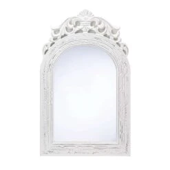 Accent Plus 20 In. H X .5 In. W X 12.5 In. L White Fourish Accent Wood Wall Mirror