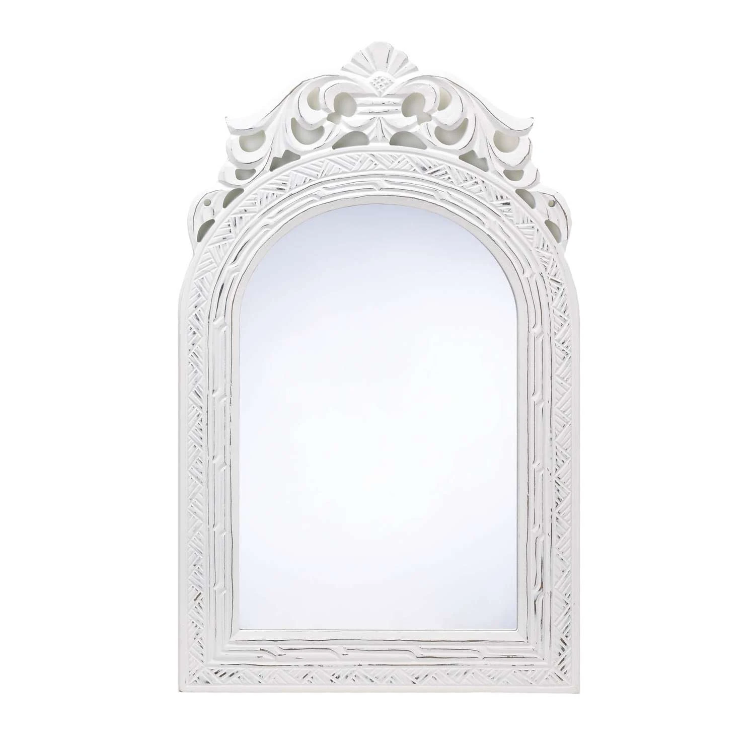 Accent Plus 20 In. H X .5 In. W X 12.5 In. L White Fourish Accent Wood Wall Mirror 3 Accent Plus 20 In. H X .5 In. W X 12.5 In. L White Fourish Accent Wood Wall Mirror