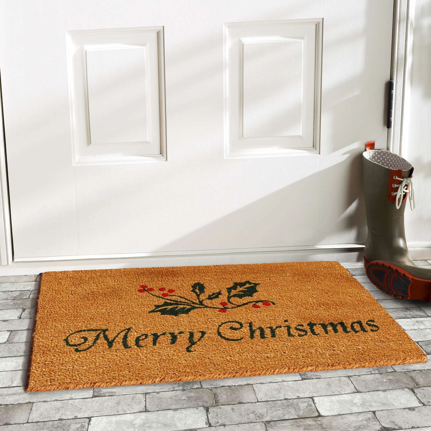 Home & More 1.42 W X 2.42 L Brown Christmas Holly Coir Door Mat 4 Home & More 1.42 W X 2.42 L Brown Christmas Holly Coir Door Mat - Image 2