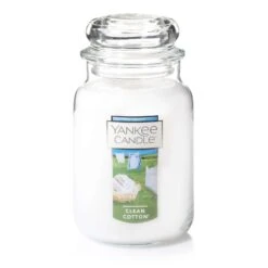 Yankee Candle White Clean Cotton Scent Original Candle Jar 22 Oz