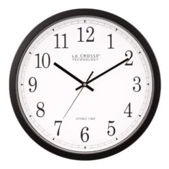 La Crosse Technology 14 In. L X 14 In. W Indoor Modern Analog Atomic Wall Clock Glass/Plastic Black