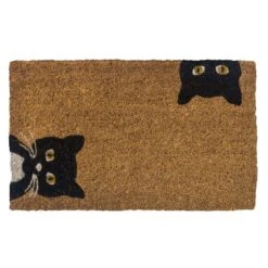 Entryways 30 In. W X 18 In. L Black/White Peeping Cats Coir Door Mat