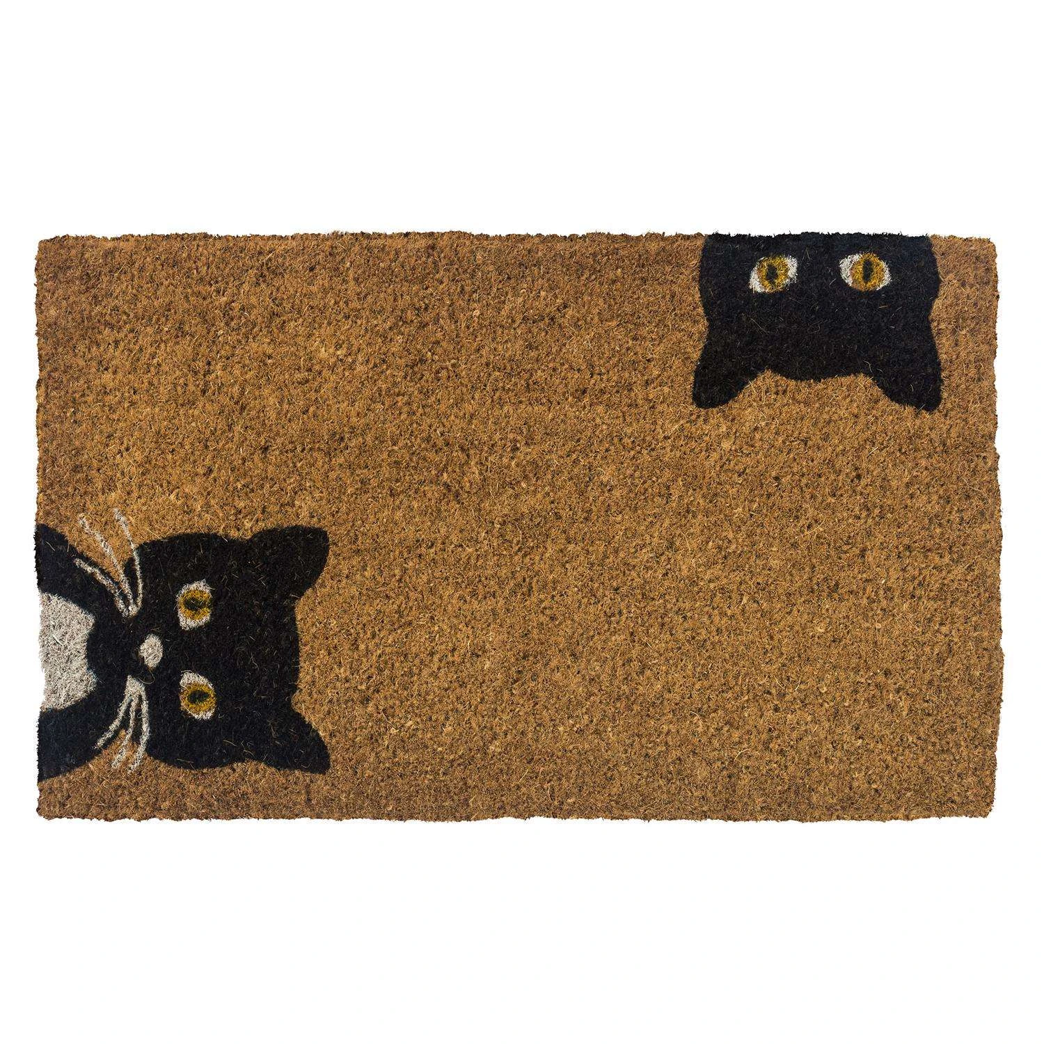 Entryways 30 In. W X 18 In. L Black/White Peeping Cats Coir Door Mat 3 Entryways 30 In. W X 18 In. L Black/White Peeping Cats Coir Door Mat