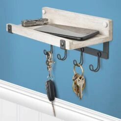 Spectrum 4.5 In. H X 4.75 In. W X 9 In. L White Wash/ Industrial Gray Steel/Wood Wall Mount Hook Sta -Umbra || Yankee Candle Sales e8c05837 0bac 4af1 bc5c ae2dd8877ad4