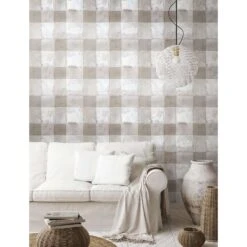 RoomMates 18 In. W X 18.86 Ft. L Buffalo Plaid Taupe Vinyl Peel And Stick Wallpaper -Umbra || Yankee Candle Sales e9b825fd 9920 4c0a 9722 368ea8cf1f60