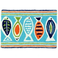 Jellybean 20 In. W X 30 In. L Multi-color Retro Fish Pattern Polyester Accent Rug