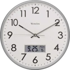 Westclox 14 In. L X 14 In. W Indoor Classic Analog Wall Clock Glass/Plastic Silver/White