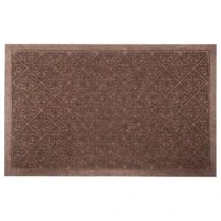 Entryways 35 In. W X 22 In. L Brown Fleur De Lis Polypropylene Door Mat