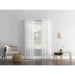 No918 Erica White Curtain 51 In. W X 84 In. L